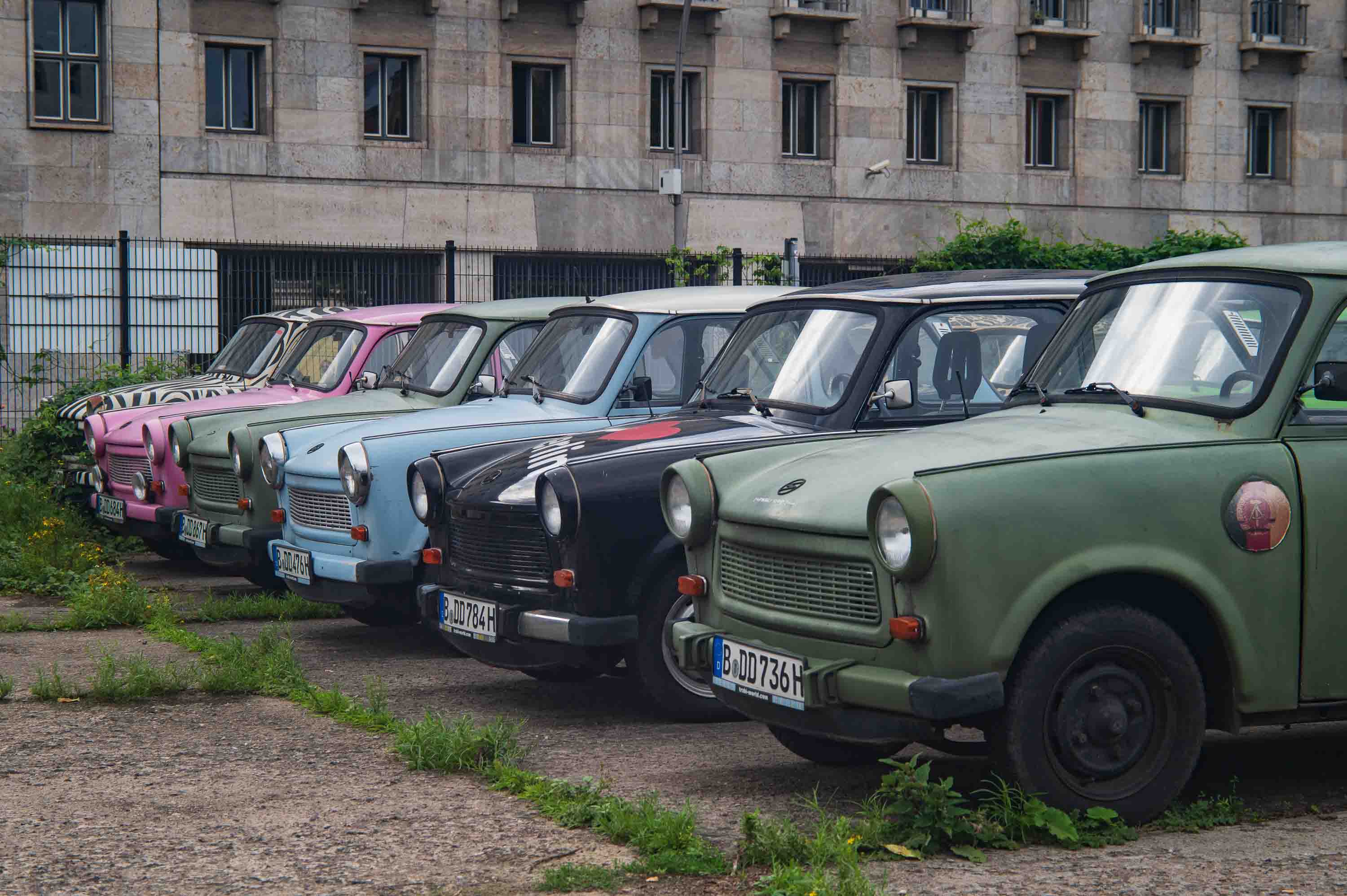 Old Trabants, now turned into charming vehicles for touring the city, and into collector's items.